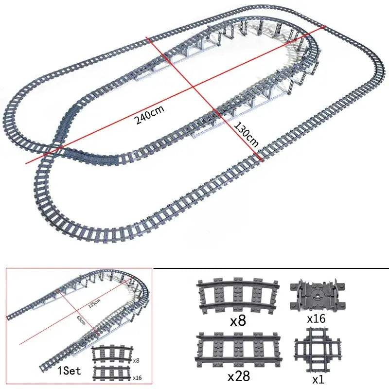 Flexible Train Tracks and Forked Crossing for Lego Compatible Blocks - ToylandEU