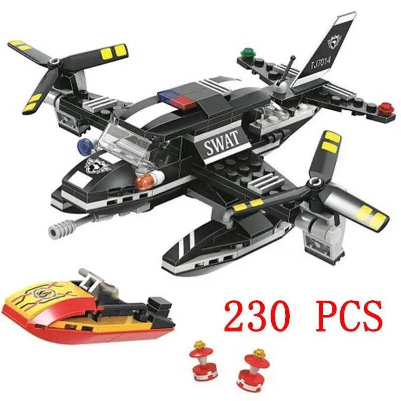 Premium Lego Compatible Building Blocks Set Multi Vehicle City Police Station Bus Car Helicopter Army Trucks For Kids - ToylandEU