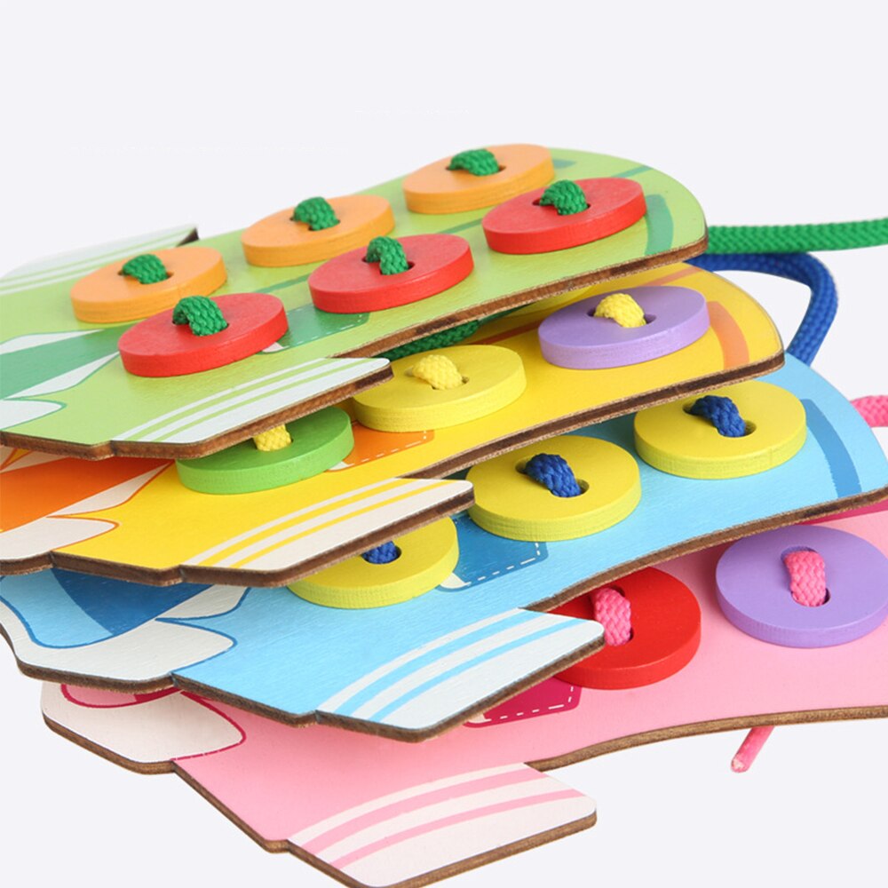 DIY Handmade Montessori Wooden Button Sewing Game for Children's Hand-Eye Coordination - ToylandEU