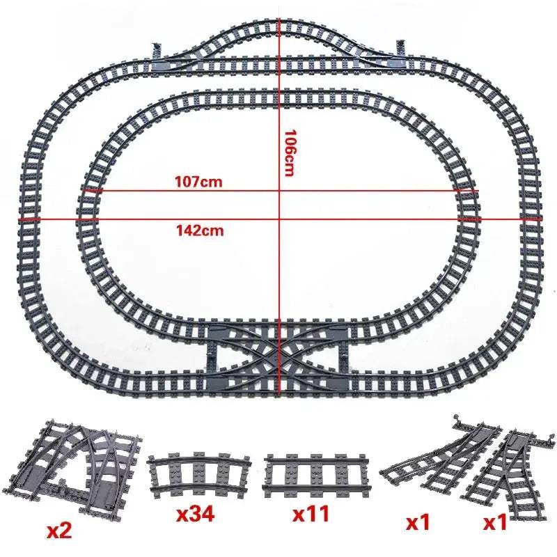Flexible Train Tracks and Forked Crossing for Lego Compatible Blocks - ToylandEU