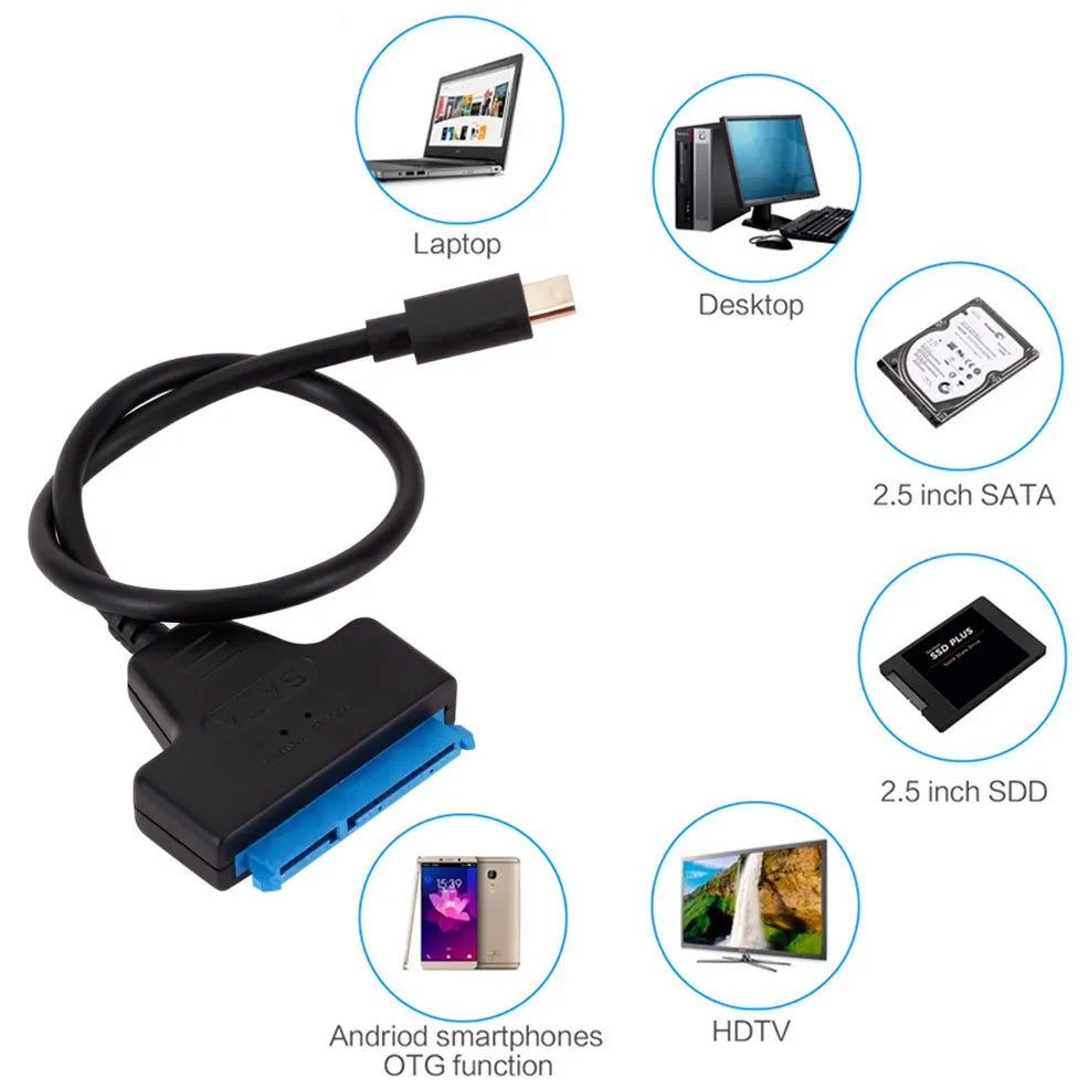 SATA 3 to Type-C Adapter Cable for 2.5-Inch HDD and SSD - USB 3.1 Interface - ToylandEU