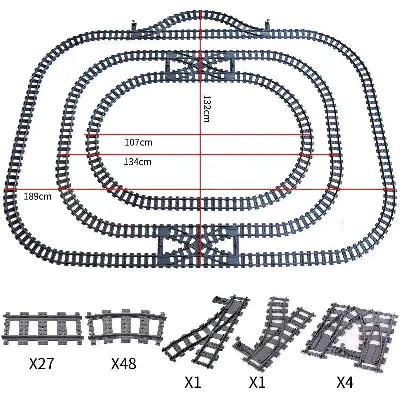 Flexible Train Tracks and Forked Crossing for Lego Compatible Blocks - ToylandEU