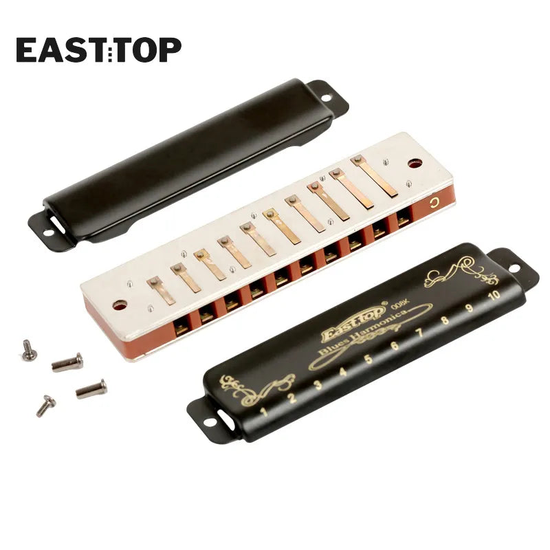 EASTTOP T008K Key of C Blue Harmonica with Brass Reedplates: Crafted for Superior Sound Quality - ToylandEU