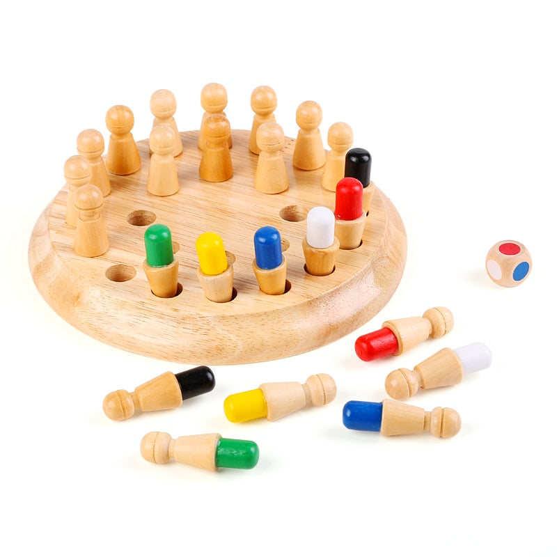 Colorful Wooden Chess and Memory Match Game for Kids - ToylandEU