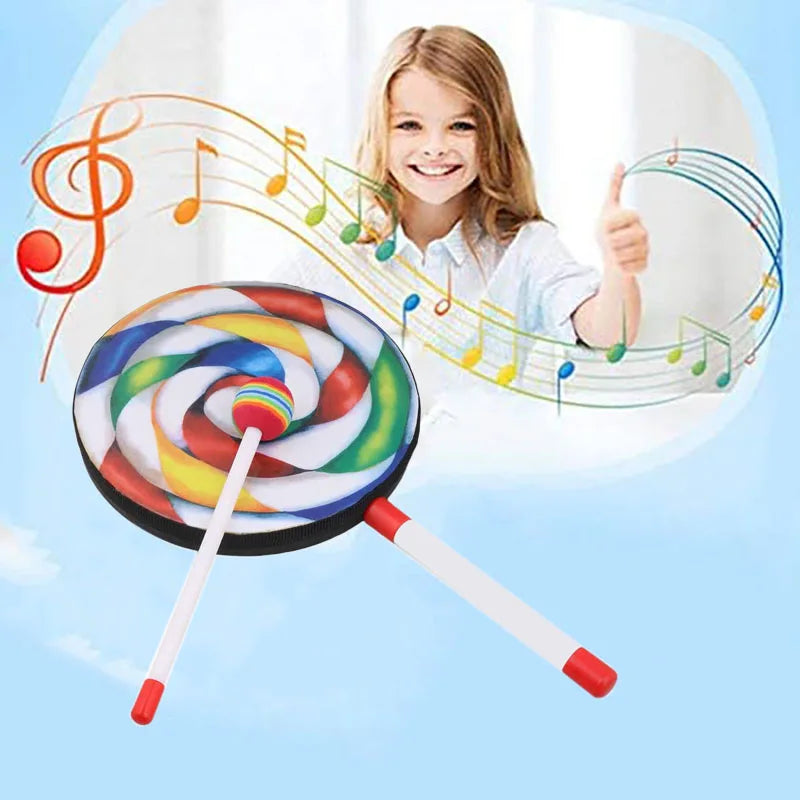 Colorful Set of 5 8-Inch Lollipop Drums with Mallets for Kids - ToylandEU