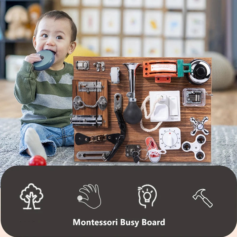 Montessori DIY Lock Latch Busy Board for Sensory Education - ToylandEU