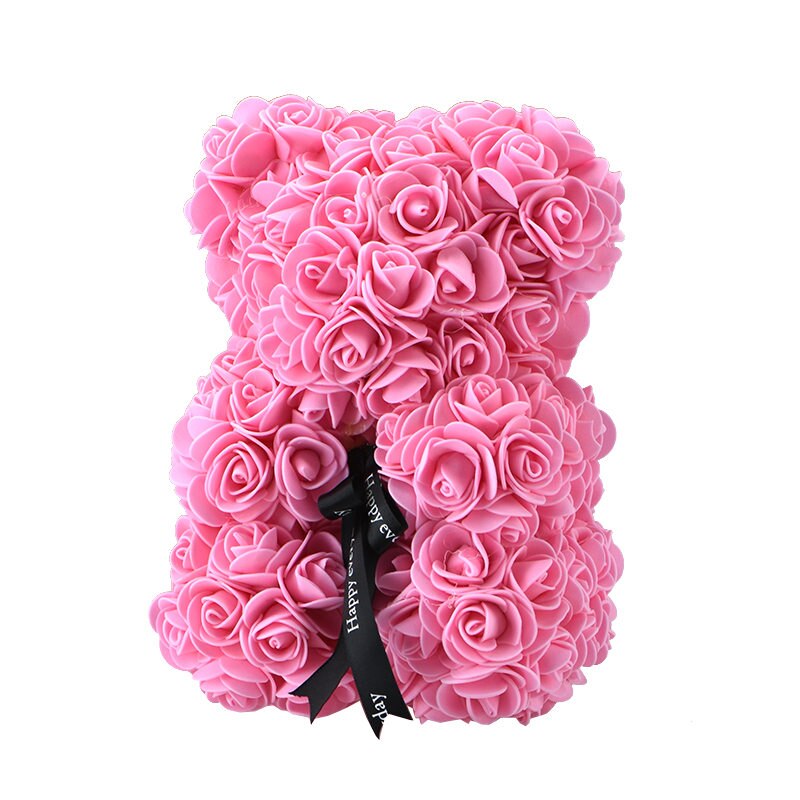 Valentines Day Rose Foam Bear Teddy Bear with Artificial Roses - Perfect Gift for Her