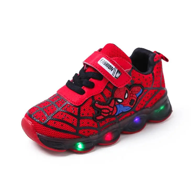 Spiderman Kids Light-Up Sneakers - Breathable Mesh Sport Shoes for Boys and Girls