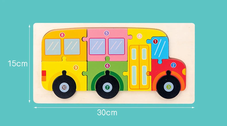 Wooden Puzzle | 3D Cartoon Animal | Montessori Early Education Toy | Big Size