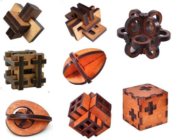 Wooden Geometric Brain Teaser Puzzle Game for All Ages