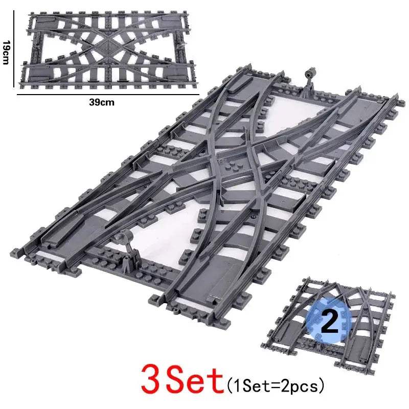 Flexible Train Tracks and Forked Crossing for Lego Compatible Blocks - ToylandEU