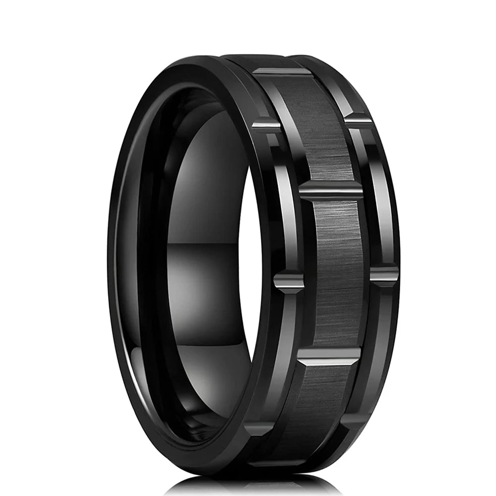 Rings | 8mm | Titanium Steel | Unisex Silver Matte Brushed Wedding Band