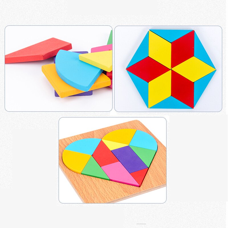 Wooden Geometric Shape Jigsaw Puzzle Board - Montessori Educational Toy - ToylandEU