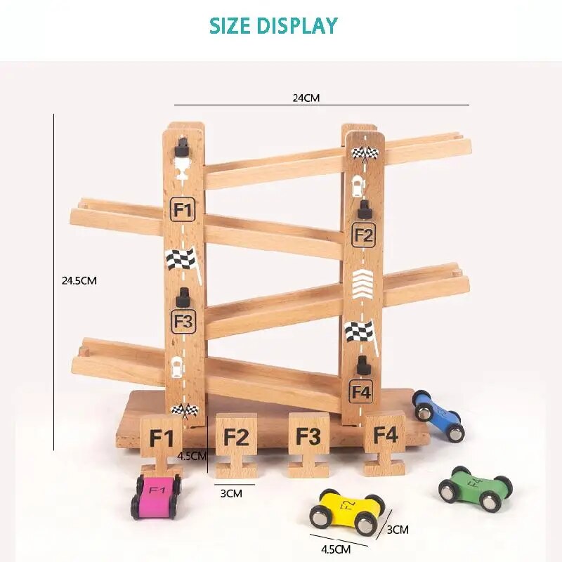 Kids Montessori Wooden Ladder Gliding Car Toy for Children's Motor Skills Development