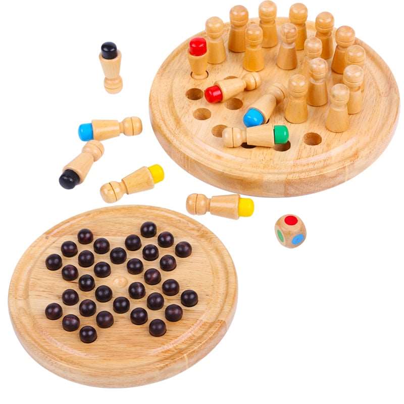 Colorful Wooden Chess and Memory Match Game for Kids - ToylandEU