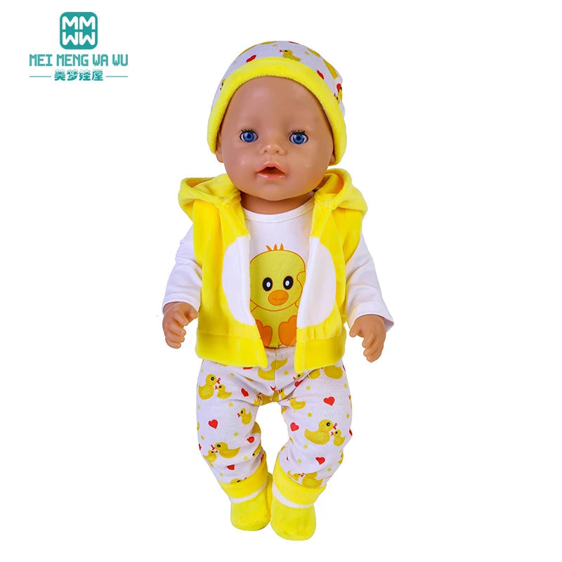 Newborn Doll Clothes Set for 17-18 inch Baby Dolls - Three-Piece Fashion