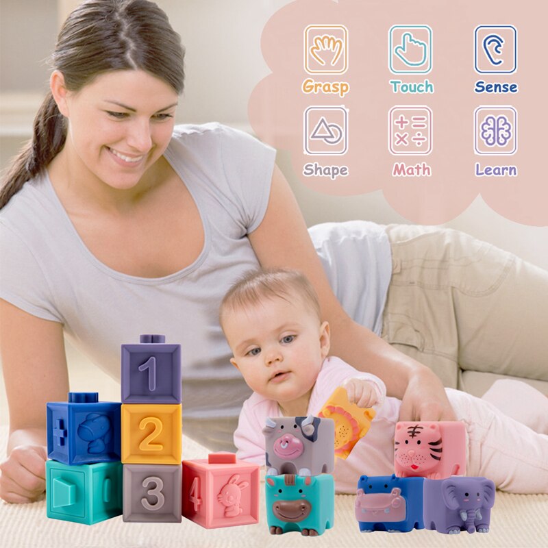 Montessori Toy Set: 12 Soft Building Blocks with Various Themes and Certifications - ToylandEU