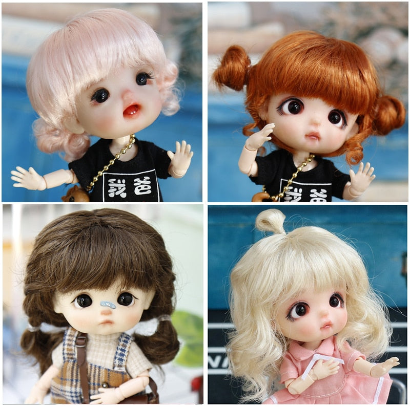 New 1/8 BJD Wig Pink Golden SD Doll Wigs with Cute Braided Hair - ToylandEU