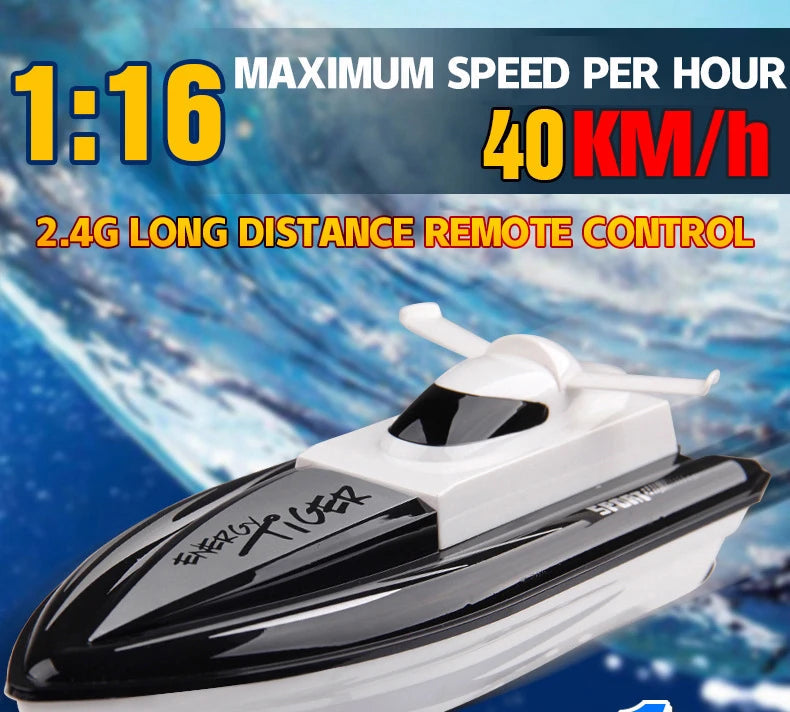 RC Boat 4.8v 500MAH 1:16 40 km/h High Speed Remote Control Boat 2.4g 4 - ToylandEU