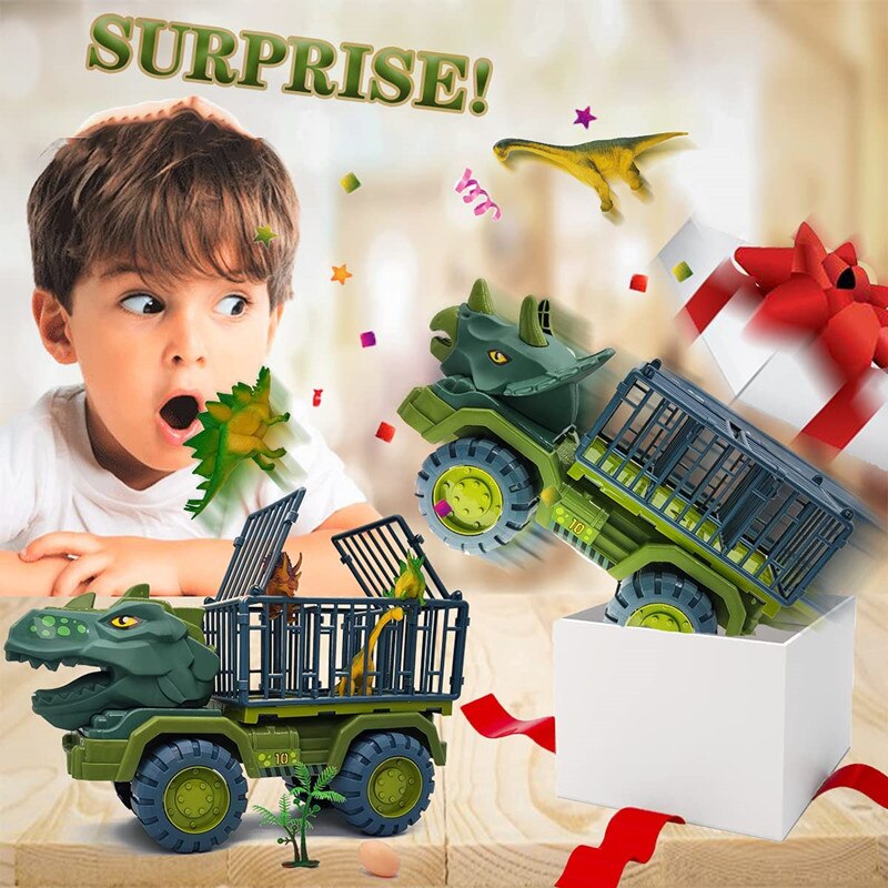 Dinosaur Transport Car Carrier Truck Toy with Inertia Vehicle and Dinosaur Gift - ToylandEU
