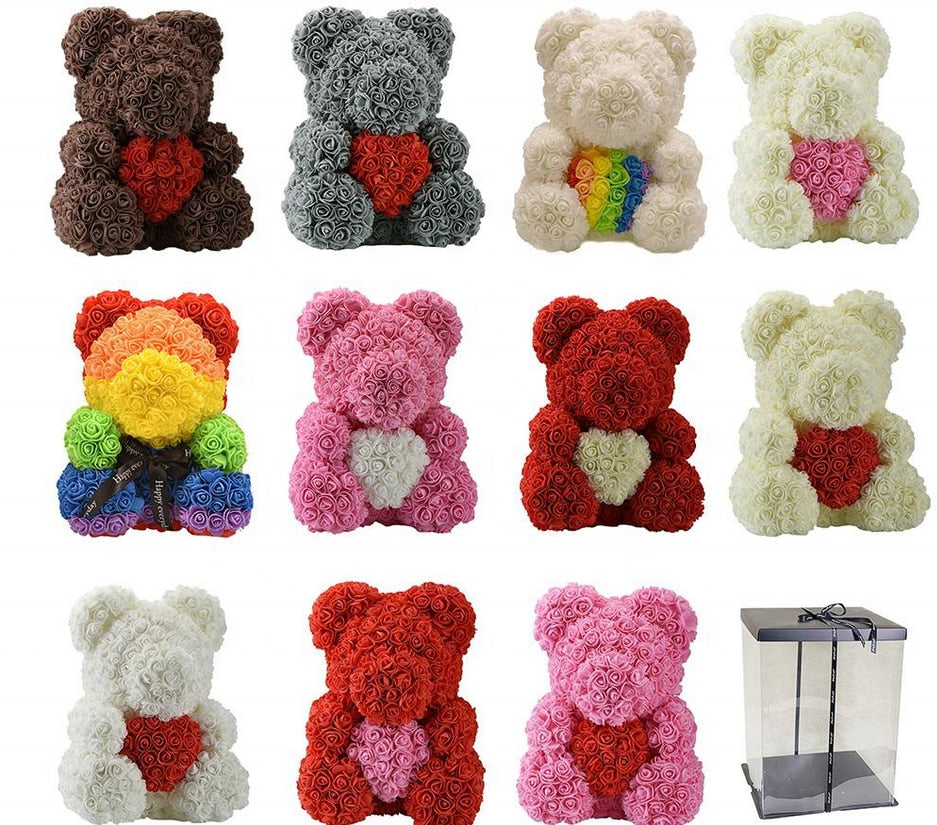 Flower Teddy Bear with Heart - Perfect Women's Gift