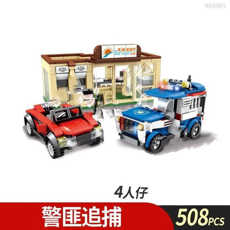 Premium Lego Compatible Building Blocks Set Multi Vehicle City Police Station Bus Car Helicopter Army Trucks For Kids - ToylandEU
