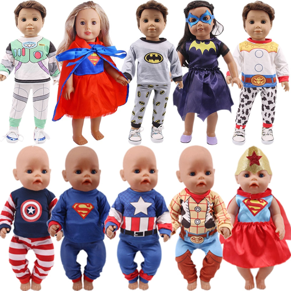Super Hero Doll Clothes Suit for 16-18 Inch Girl Dolls and 43cm Born Baby Dolls