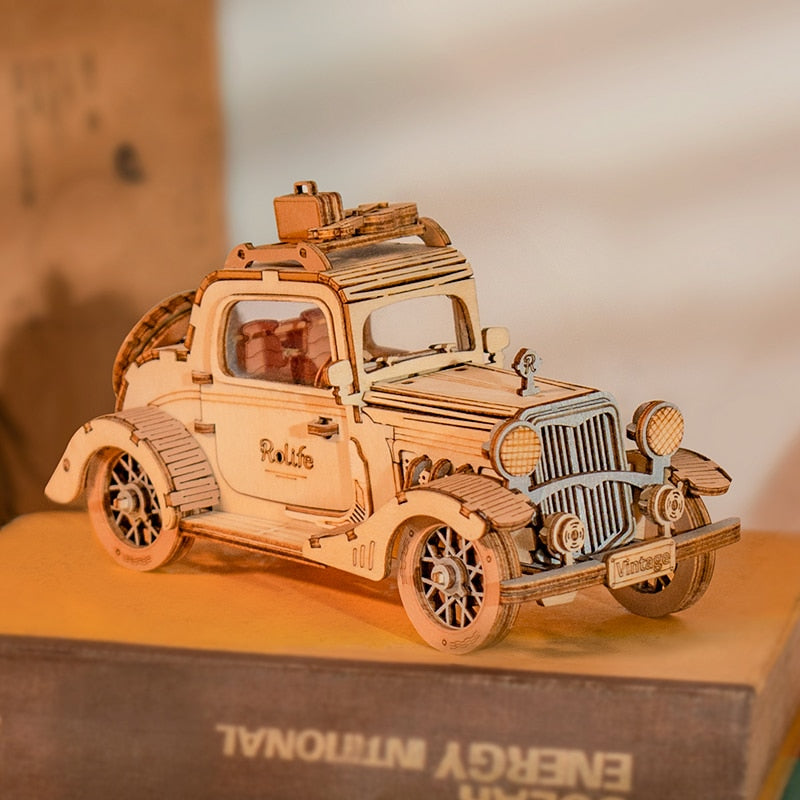 Vintage Car Tramcar Carriage 3D Wooden Model Building Kit