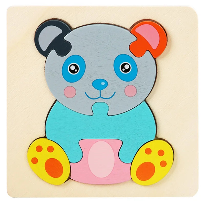 Wooden Puzzle | 3D Cartoon Animals | Educational Early Learning Toy | Unisex