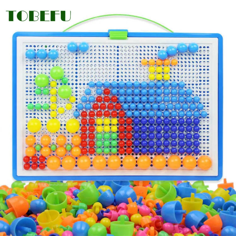 Intelligent Mushroom Nail Beads 3D Puzzle Game Set for Kids - Educational Jigsaw Board Toy