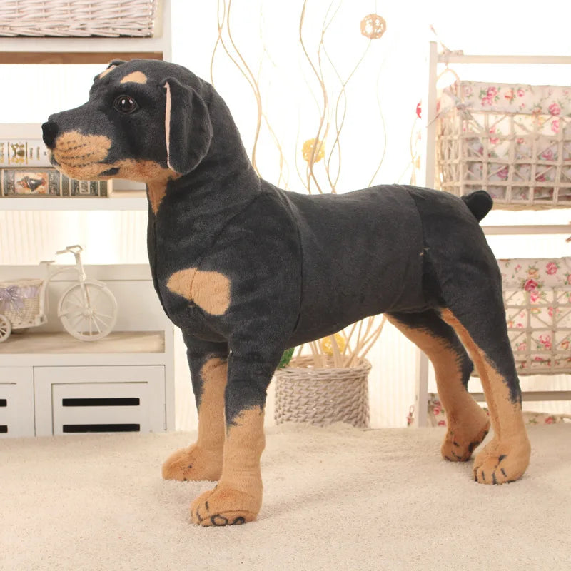 Realistic Standing Black Dog Plush Toy - Various Sizes - ToylandEU