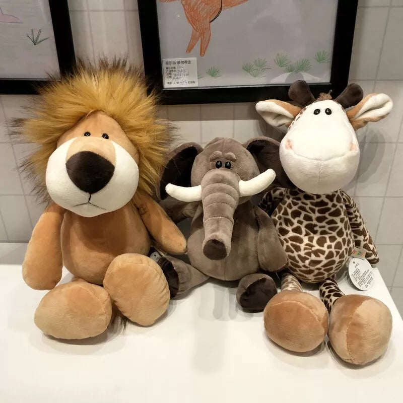 Wild Safari Plush Animal Dolls Set - 25cm Lifelike Forest Friends