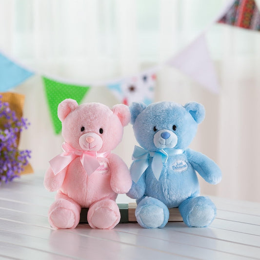 Soft and Cuddly 1st Teddy Bear Plush Toy for Babies, 33CM in Pink/Blue