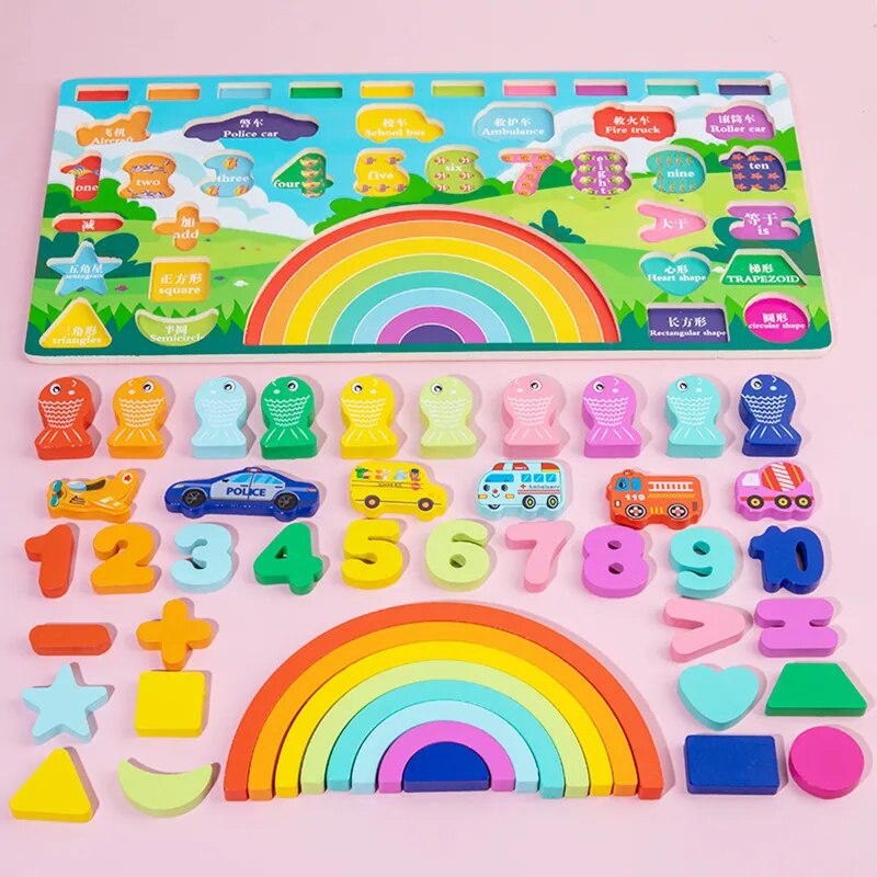 Rainbow Wooden Educational Toy Set for Early Childhood Development