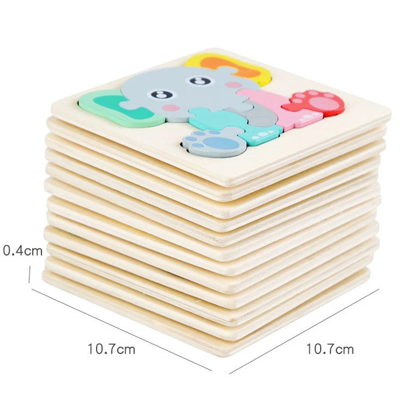 Wooden Puzzle | 3D Cartoon Animals | Educational Early Learning Toy | Unisex
