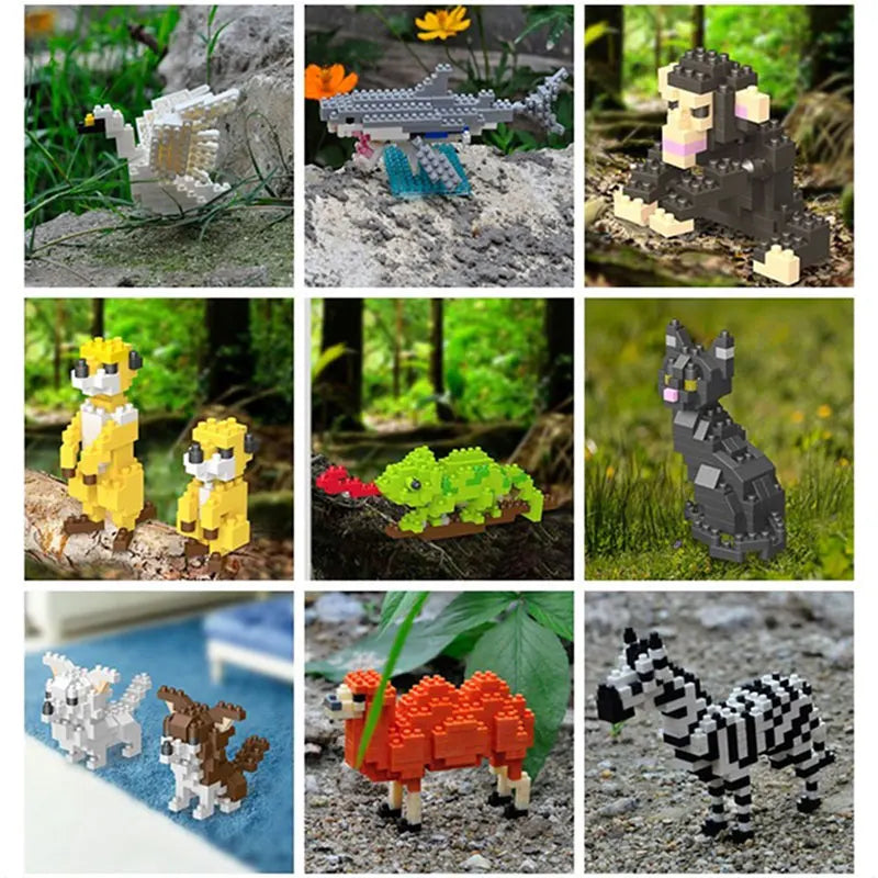 Kids Toy Mini Building Blocks Micro Bricks Eagle Moose Dog Cat Bird - ToylandEU