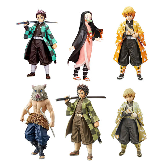 14CM Demon Slayer PVC Action Figures - Tanjirou, Zenitsu & Nezuko Set