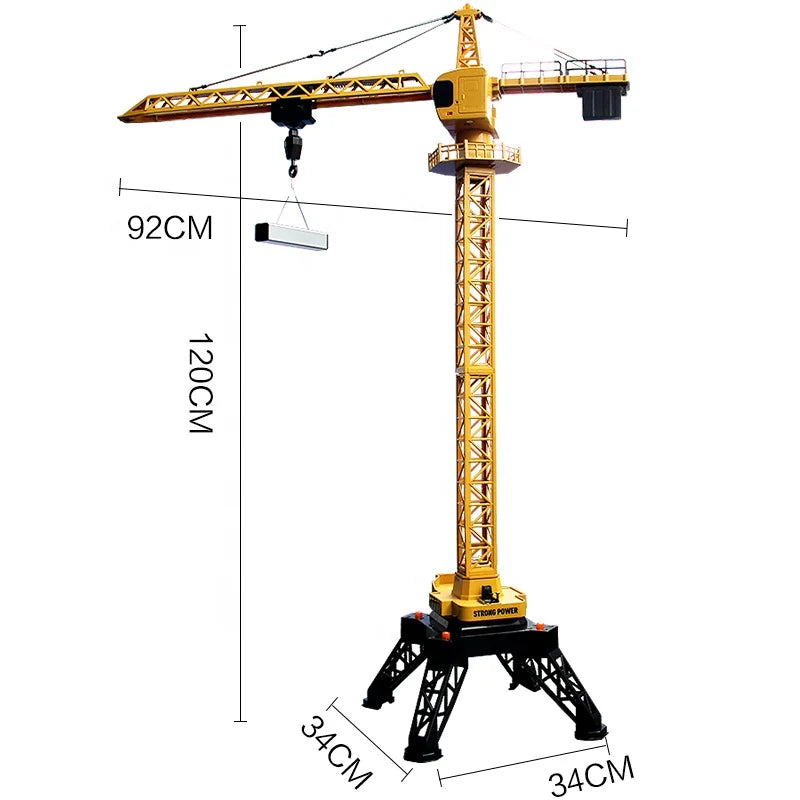 12-Channel Remote-Control Alloy Tower Crane with Wireless Charging Fun