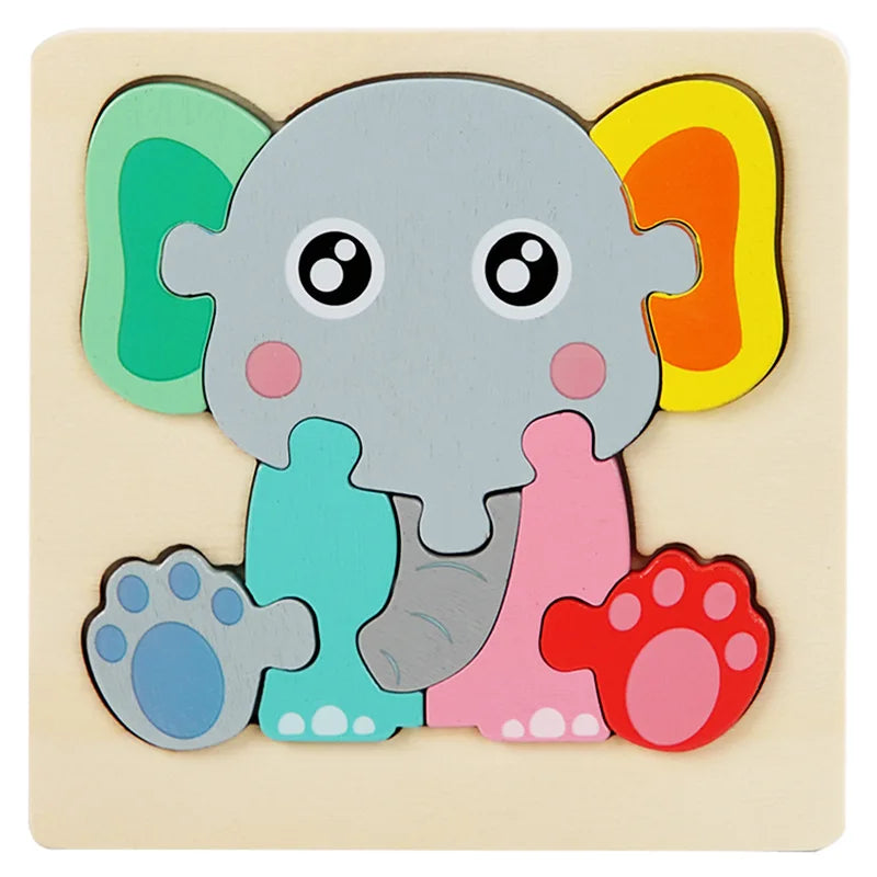Wooden Puzzle | 3D Cartoon Animals | Educational Early Learning Toy | Unisex