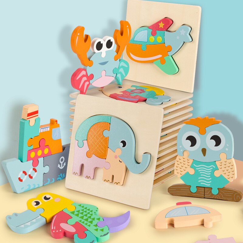 Montessori 3D Wooden Animal Puzzles for Kids 2-5 Years - ToylandEU