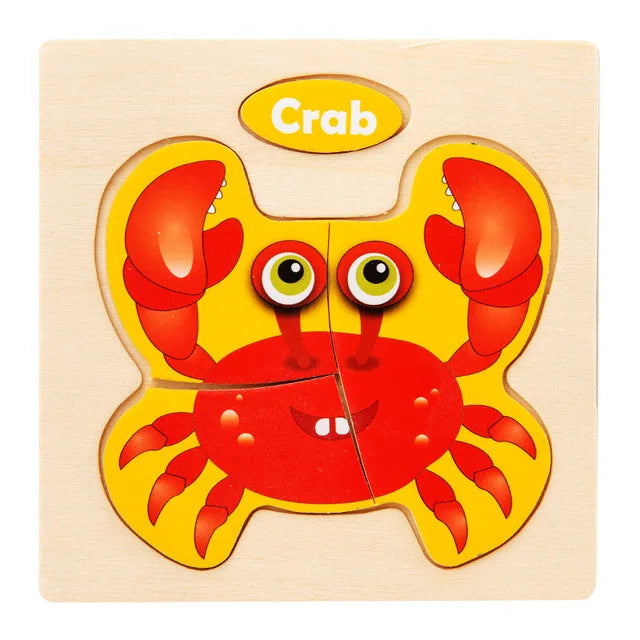 Wooden Puzzle | 3D Cartoon Animals | Educational Early Learning Toy | Unisex
