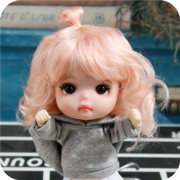 New 1/8 BJD Wig Pink Golden SD Doll Wigs with Cute Braided Hair