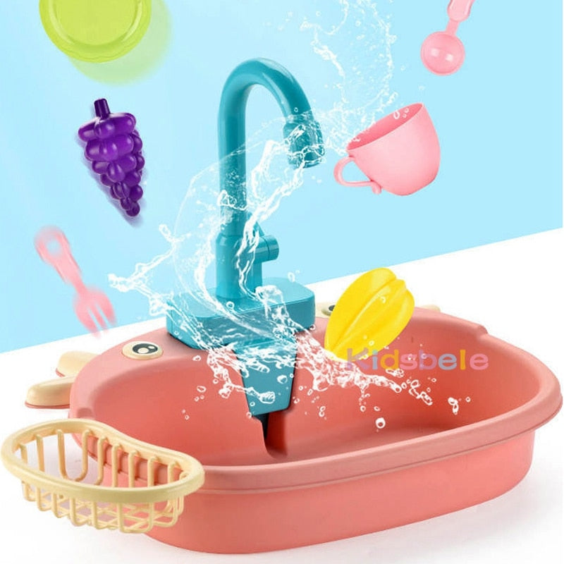 Role Playing Kids Mini Kitchen Toys Set with Electric Dishwasher - Educational Summer Toys - ToylandEU