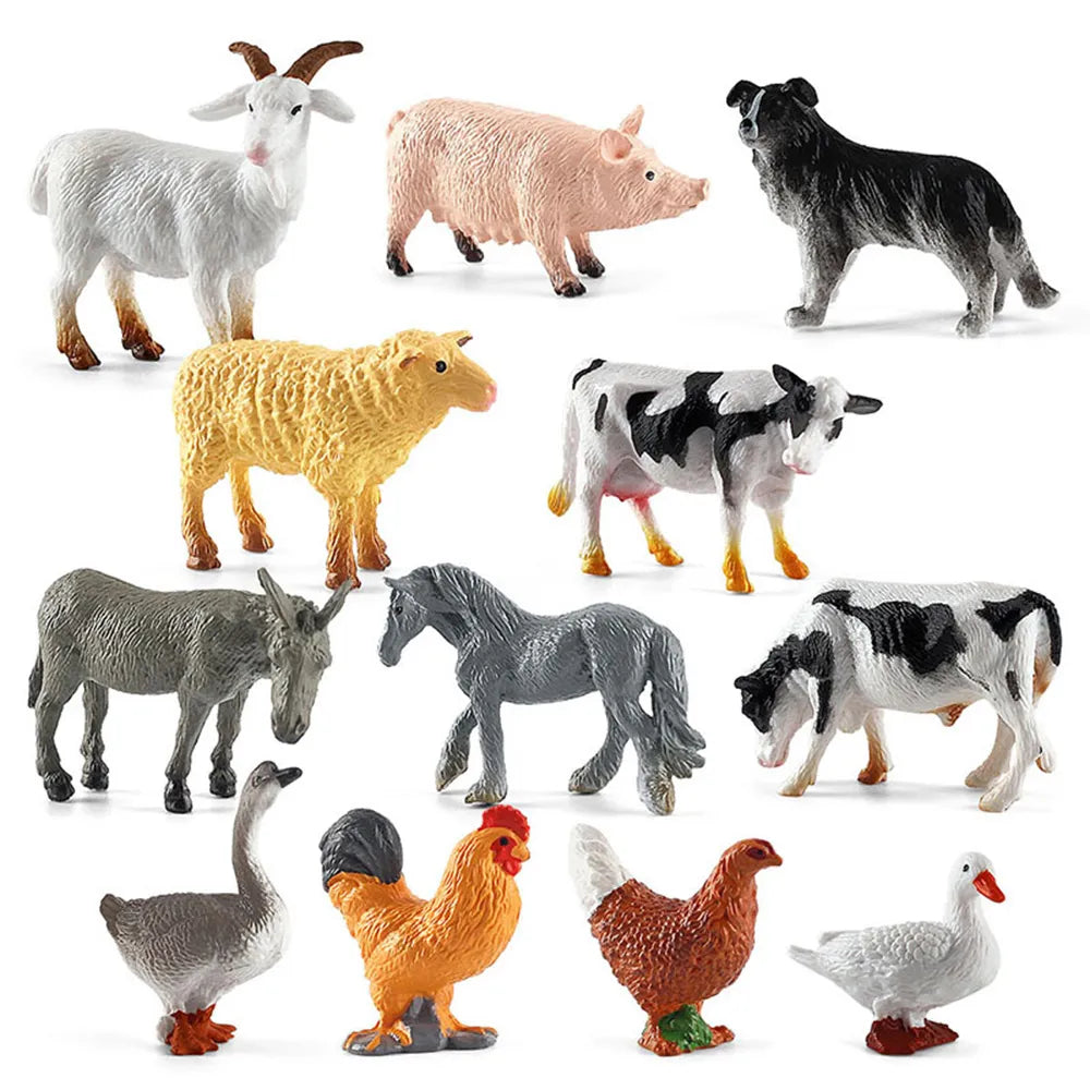 Realistic Farm Animal Figurines Set of 12 - Mini Poultry Action Figures - ToylandEU