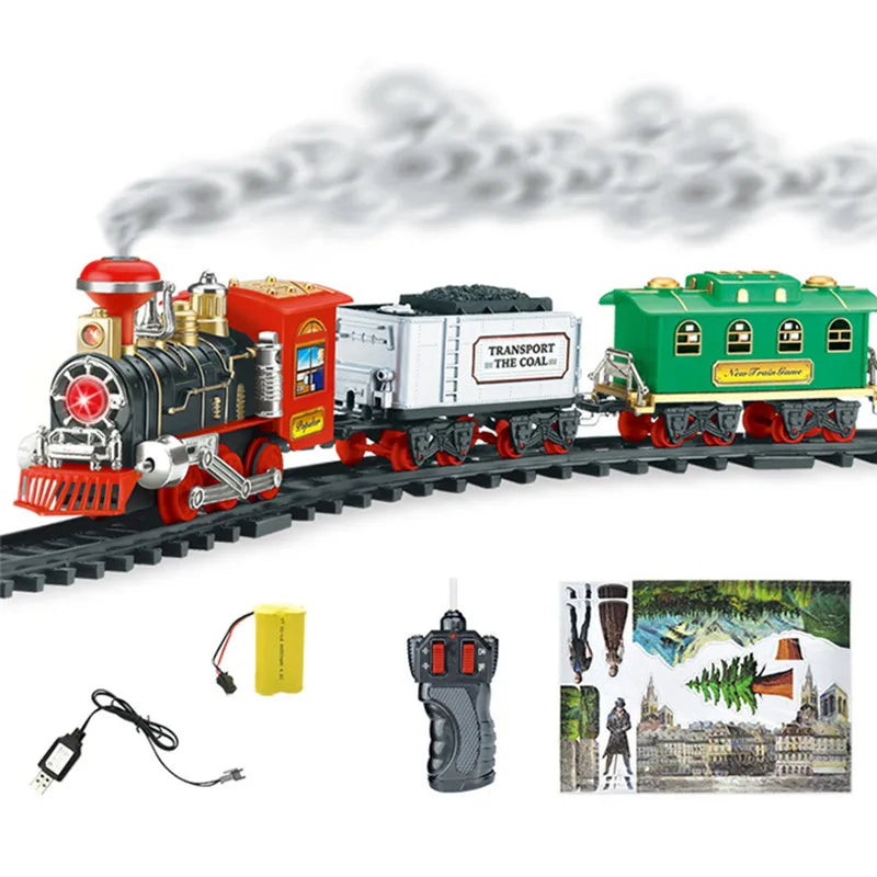 RC Electric Train with Realistic Smoking Effect and Mine Car Accessories - ToylandEU