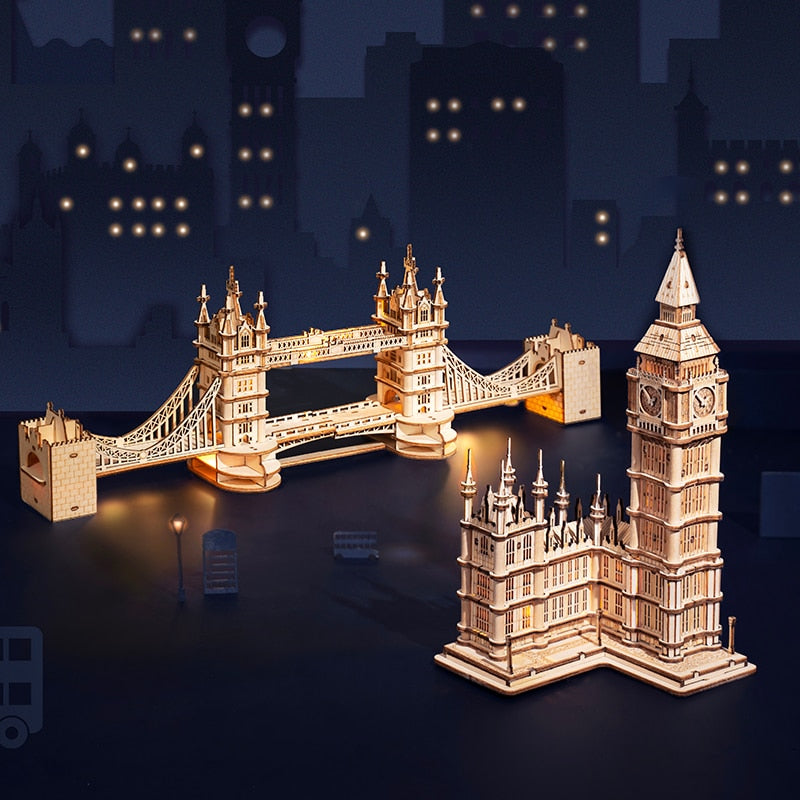3D Tower Bridge Big Ben Wooden Puzzle Game for Children and Adults