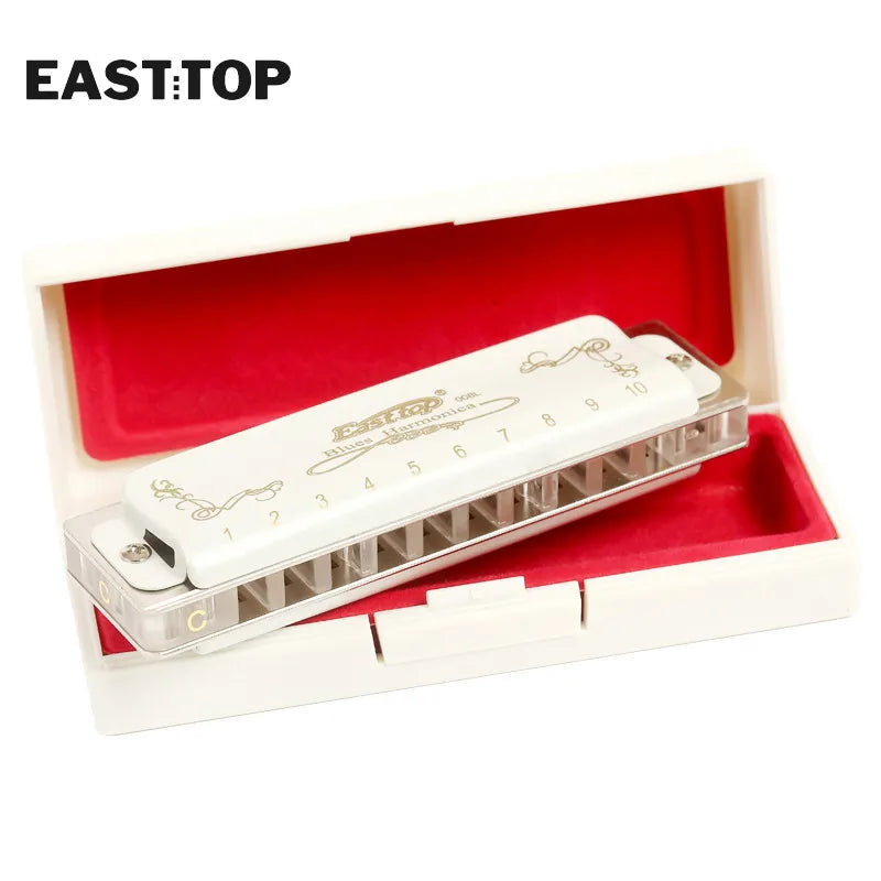 EASTTOP T008L Diatonic Blues Harmonica Key of D 10 Holes Harp Mouth - ToylandEU