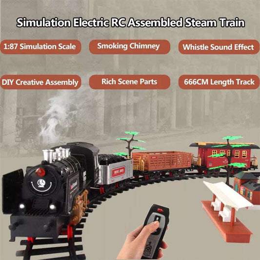 120CM Remote Control Steam Train with 666CM Track DIY Assembly - ToylandEU