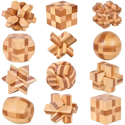 Wooden Kong Ming Lock Lu Ban Lock IQ Brain Teaser Educational Toy for Kids Children Montessori 3D Puzzles Game Unlock Toys Adult - ToylandEU