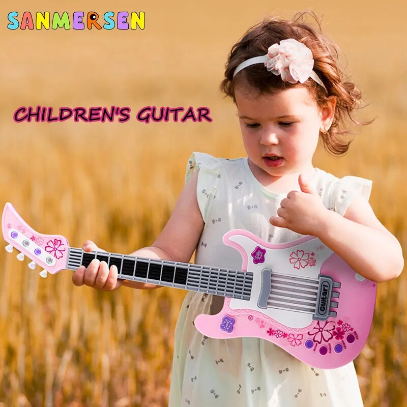 Children's Musical Guitar Toy with Vibrant Sounds for Kids Age 2-7 - Pink